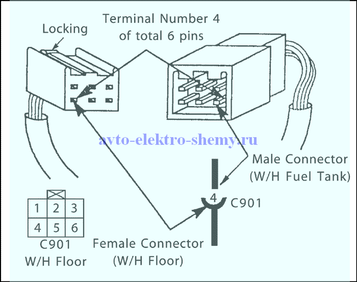 Определение номера контакта в разъёме электропроводки Daewoo Matiz.