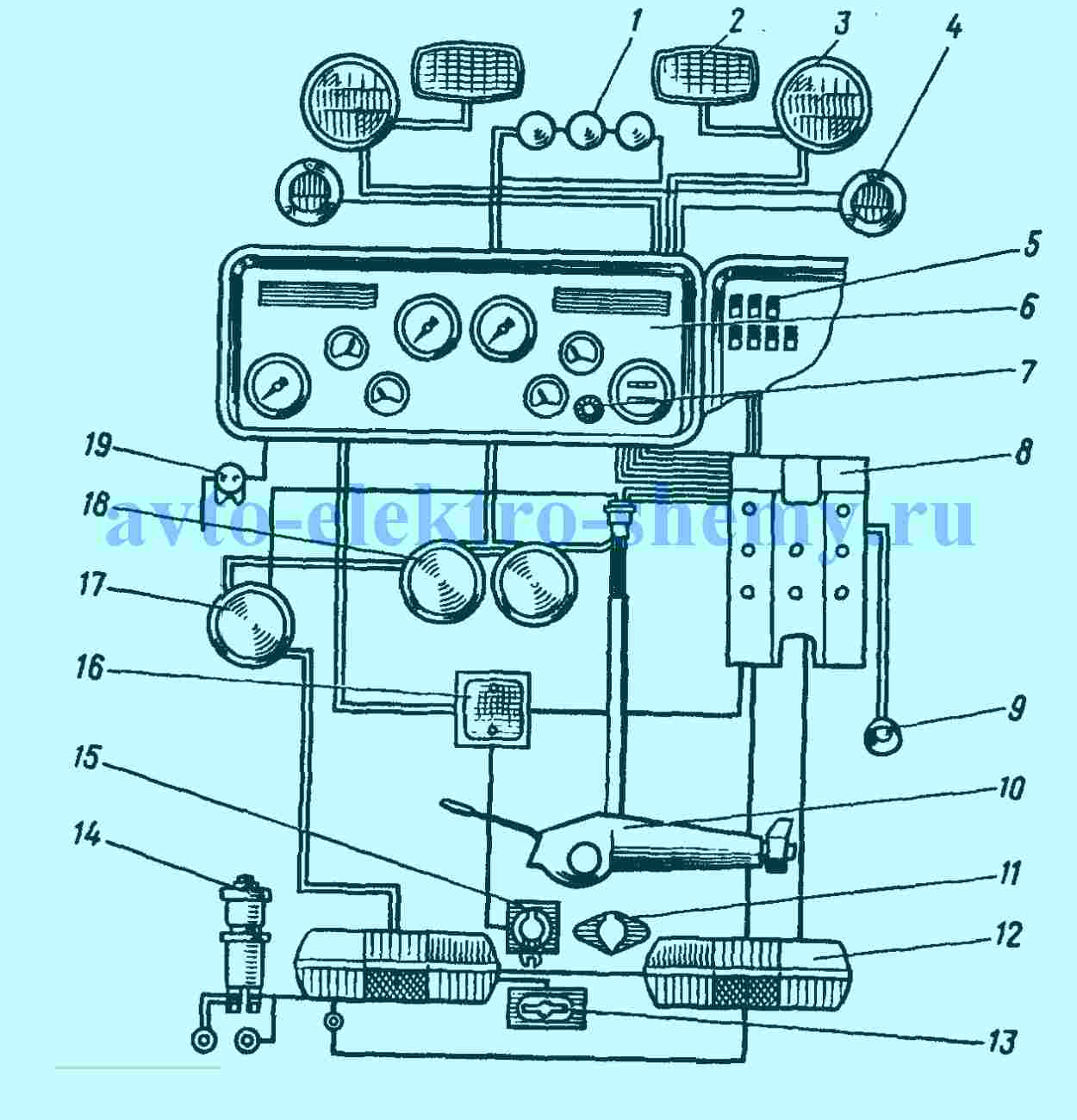 Схема электрооборудования КамАЗ-4350.